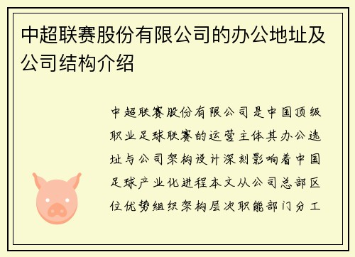 中超联赛股份有限公司的办公地址及公司结构介绍